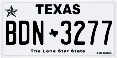TX license plate BDN3277