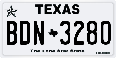 TX license plate BDN3280