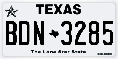 TX license plate BDN3285