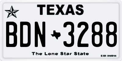 TX license plate BDN3288