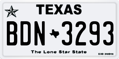 TX license plate BDN3293