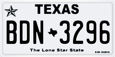 TX license plate BDN3296