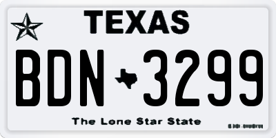TX license plate BDN3299