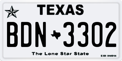 TX license plate BDN3302