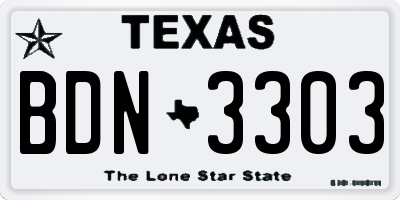 TX license plate BDN3303