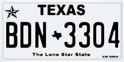 TX license plate BDN3304