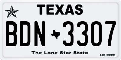 TX license plate BDN3307