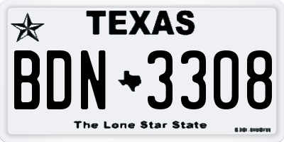 TX license plate BDN3308