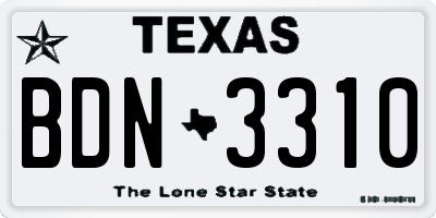 TX license plate BDN3310