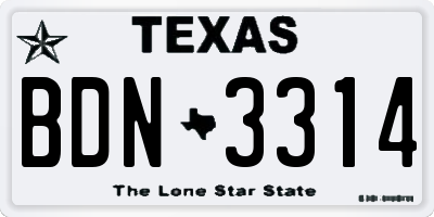 TX license plate BDN3314