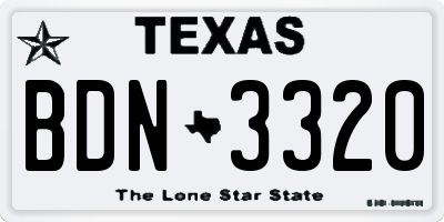 TX license plate BDN3320