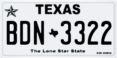 TX license plate BDN3322