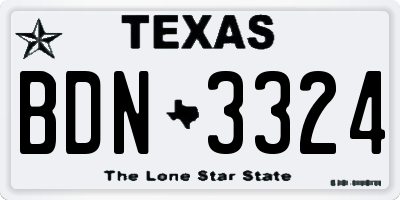 TX license plate BDN3324