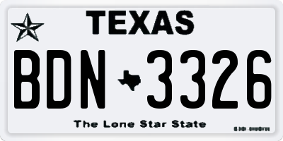 TX license plate BDN3326