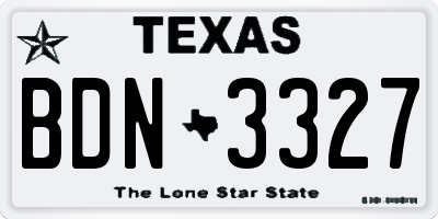 TX license plate BDN3327