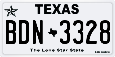 TX license plate BDN3328