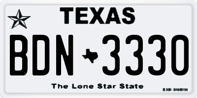 TX license plate BDN3330