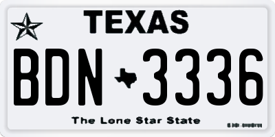 TX license plate BDN3336