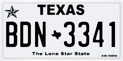 TX license plate BDN3341