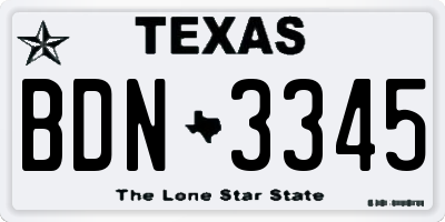 TX license plate BDN3345