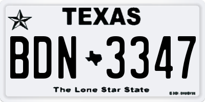 TX license plate BDN3347