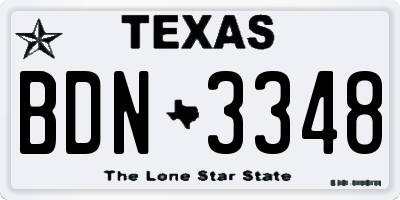 TX license plate BDN3348
