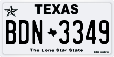 TX license plate BDN3349