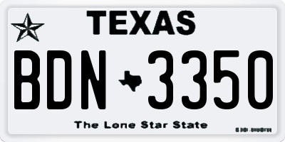 TX license plate BDN3350