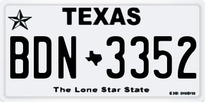 TX license plate BDN3352