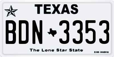 TX license plate BDN3353