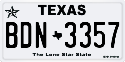 TX license plate BDN3357