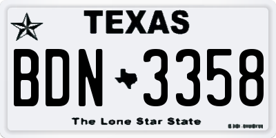 TX license plate BDN3358