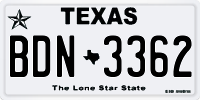TX license plate BDN3362