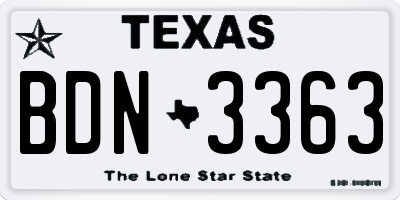 TX license plate BDN3363