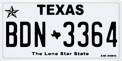 TX license plate BDN3364