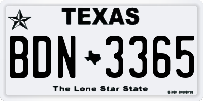 TX license plate BDN3365