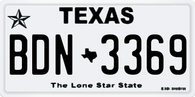 TX license plate BDN3369