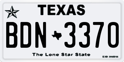 TX license plate BDN3370