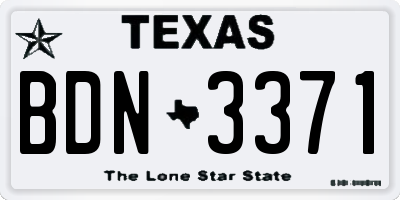 TX license plate BDN3371