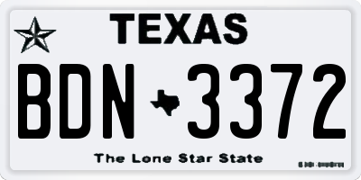 TX license plate BDN3372