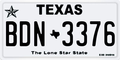 TX license plate BDN3376