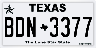 TX license plate BDN3377