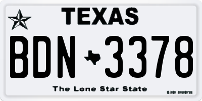TX license plate BDN3378