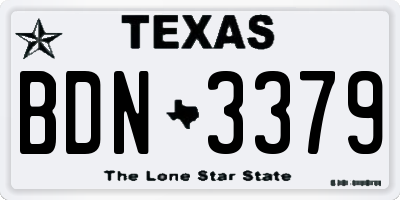 TX license plate BDN3379