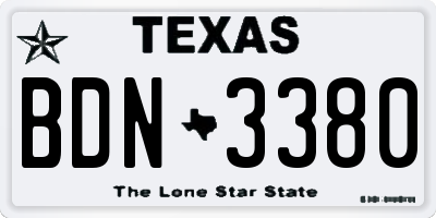 TX license plate BDN3380