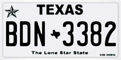 TX license plate BDN3382