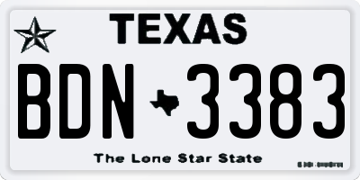 TX license plate BDN3383