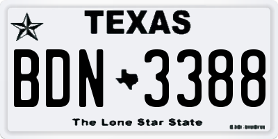 TX license plate BDN3388