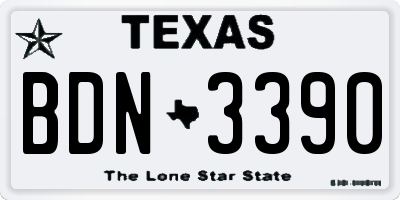 TX license plate BDN3390
