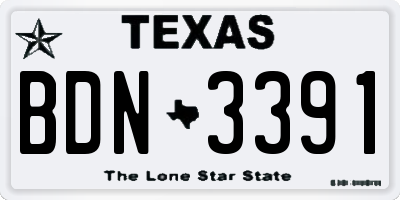 TX license plate BDN3391